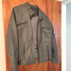 Women’s gray leather jacket